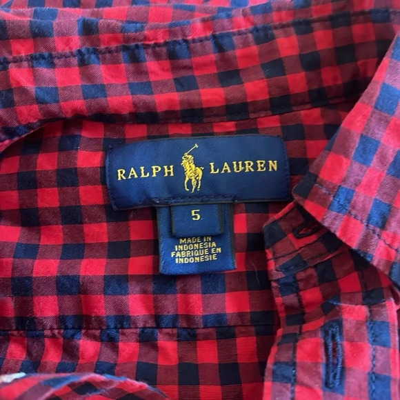 Ralph Lauren Kids Red Plaid Button Down Polo Top - Picture 5 of 6